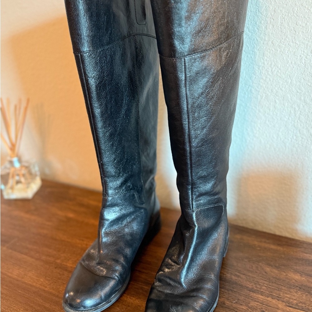 Nine West Black Leather Knee-High Boots